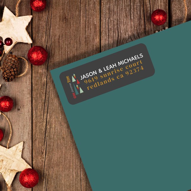 Retro Gris coloré Oh Noël Arbre Adresse (Créateur téléchargé)