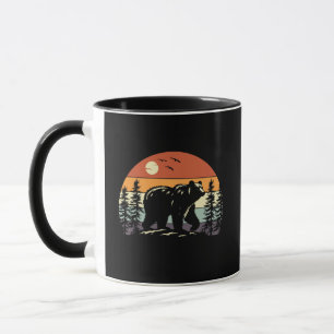 Retro Grizzly Bear Silhouette Vintage Sunset  Mug
