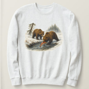 Retro Grizzly Bears Wilderness Scene - Nineties 90 Sweatshirt