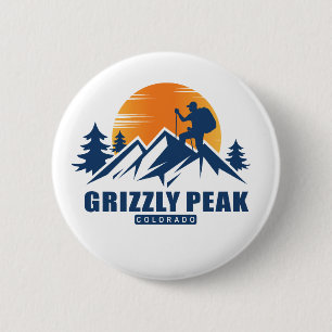 Retro Grizzly Peak Hike T-Shirt 2 Inch Round Button