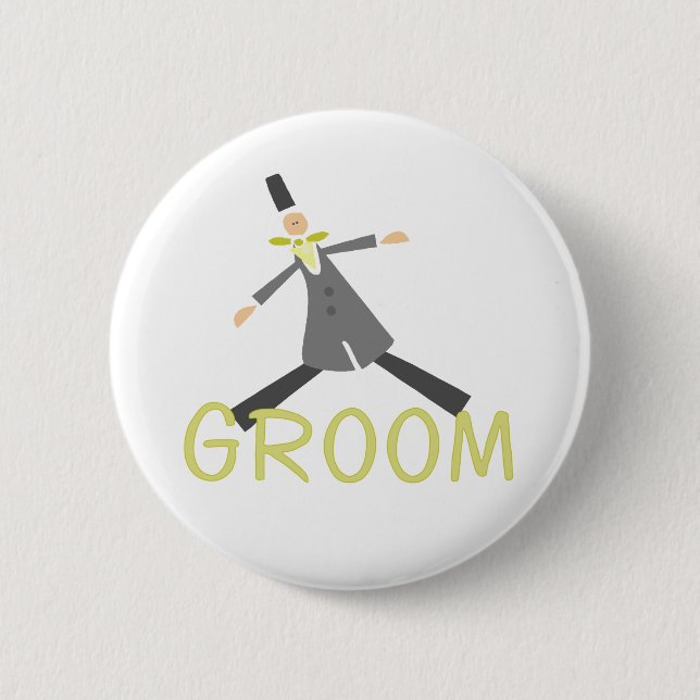 Retro Groom in Tuxedo 2 Inch Round Button (Front)