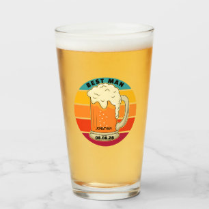 Retro Grooms Man Bachelor Party Wedding Beer Pint Glass
