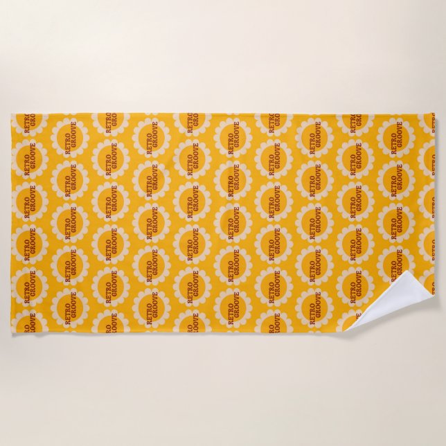 Retro Groove Beach Towel (Front)