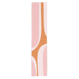 Retro Groove Pink and Orange Abstract Pattern Short Table Runner