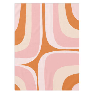 Retro Groove Pink and Orange Abstract Pattern Tablecloth