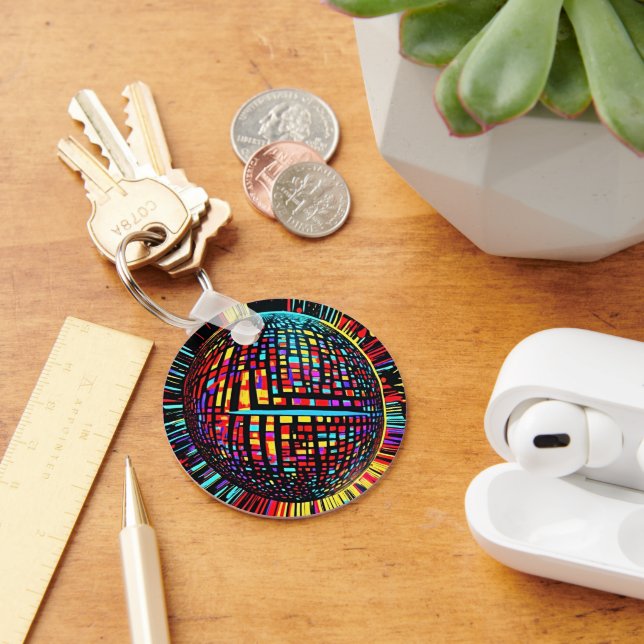 Retro Groove: Space-Time Disco Ball  Keychain (Desk)