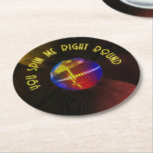 Retro Grooves: You Spin Me Right Round  Round Paper Coaster