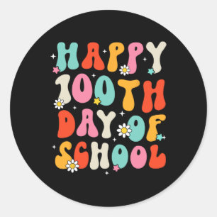 Retro Groovy 100 Days Happy 100th Day Of School Te Classic Round Sticker
