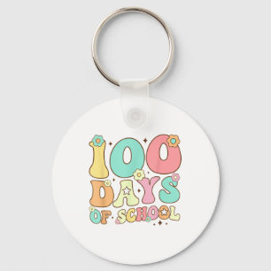 Retro Groovy 100 Days Happy 100th Day Of School Te Keychain