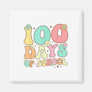 Retro Groovy 100 Days Happy 100th Day Of School Te Magnet
