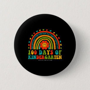Retro Groovy 100 Days Of Kindergarten Teachers Kid 2 Inch Round Button