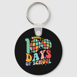 Retro Groovy 100 Days Of School Happy 100th Day Of Keychain