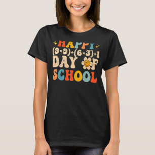 Retro Groovy 100 Days Of School Math Teacher Happy T-Shirt