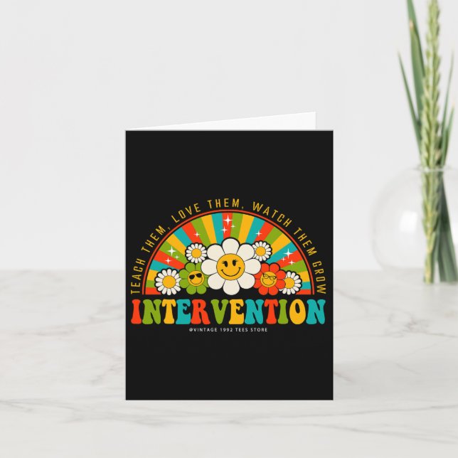 Retro Groovy 100 Days Of School Teacher Interventi Card (Front)