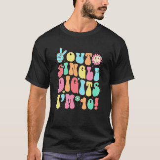 Retro Groovy 10th Birthday Girl Peace Out Single D T-Shirt