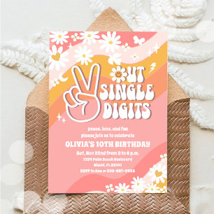 Retro Groovy 10th Birthday Invitation