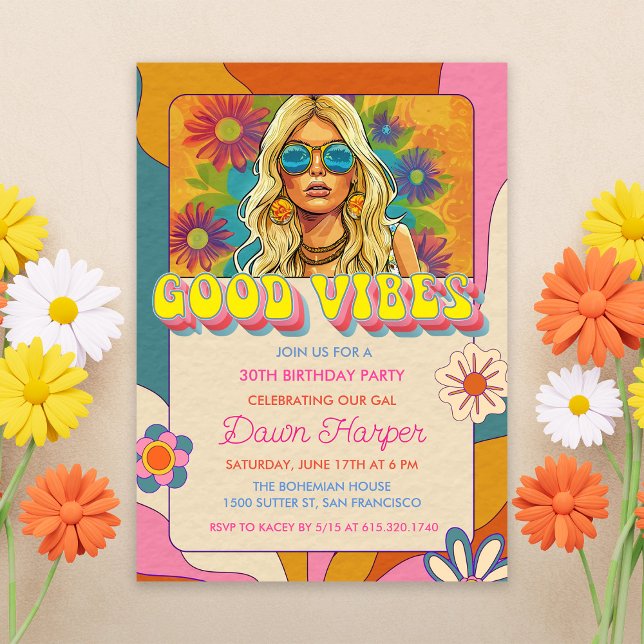 Retro Groovy 1960s Hippie Themed Invitation (Creator Uploaded)
