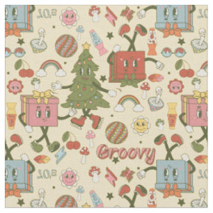 retro groovy 1970s disco christmas tree fabric