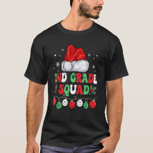 Retro Groovy 2nd Grade Squad Christmas Teacher Li T-Shirt