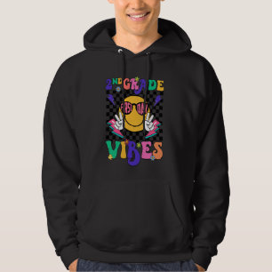 Retro Groovy 2nd Grade Vibes Smile Team Back To Sc Hoodie