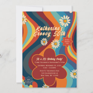 Retro Groovy 50th Birthday  Invitation