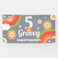 Retro Groovy 5th Birthday Banner
