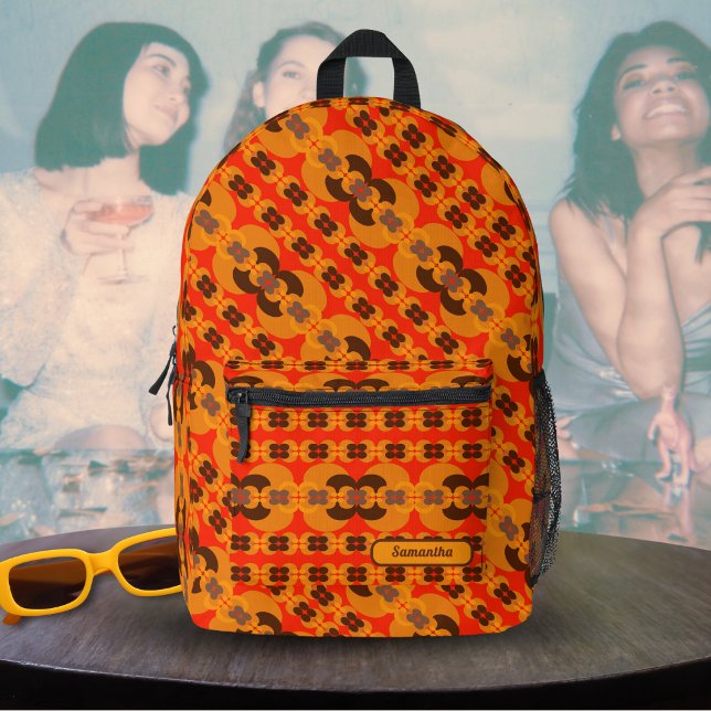 Retro Groovy 60's 70's Bubbles Pattern Custom Name Printed Backpack (Creator Uploaded)