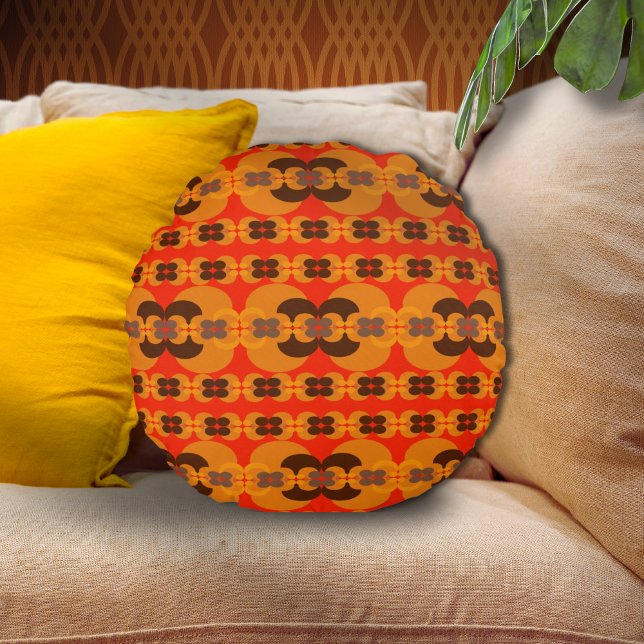 Retro Groovy 60's 70's Bubbles Pattern Round Pillow (Creator Uploaded)
