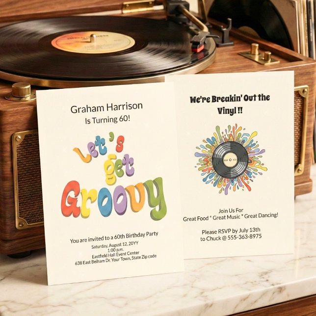 Retro Groovy 60th Birthday Invitation (Creator Uploaded)