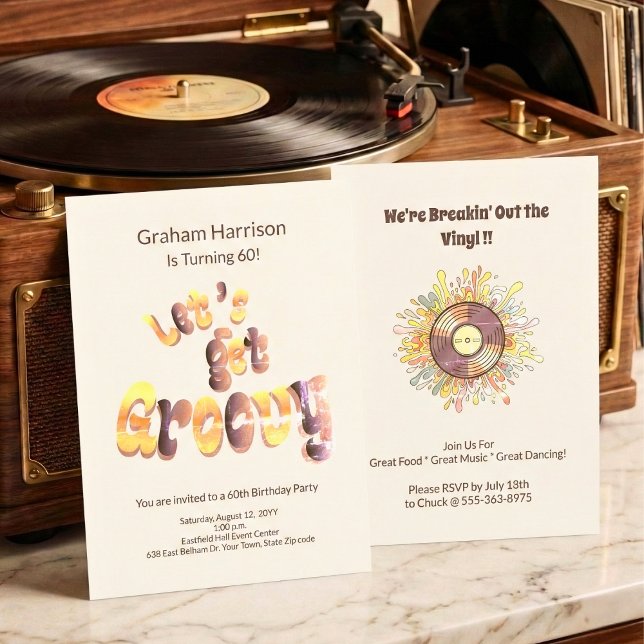 Retro Groovy 60th Birthday Invitation (Creator Uploaded)