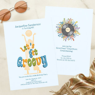 Retro Groovy 60th Birthday Invitation