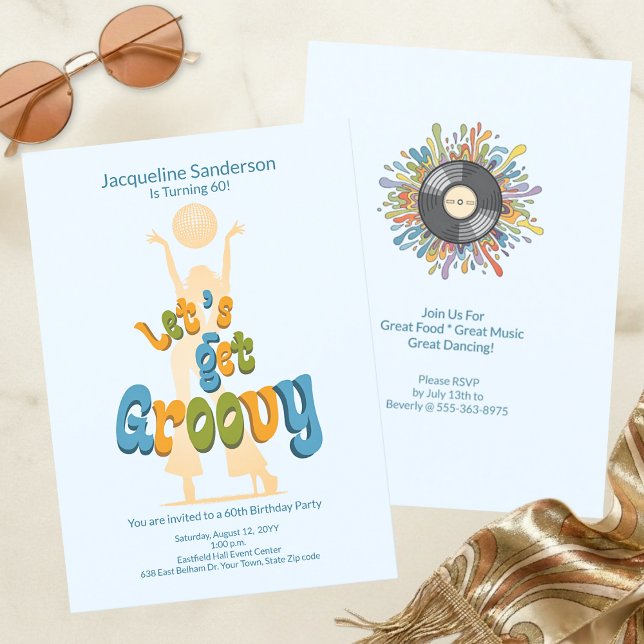 Retro Groovy 60th Birthday Invitation (Creator Uploaded)