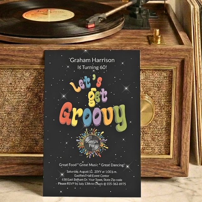 Retro Groovy 60th Birthday Invitation (Creator Uploaded)