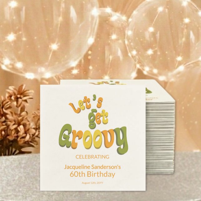Retro Groovy 60th Birthday Party Napkin (Creator Uploaded)
