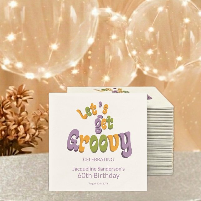 Retro Groovy 60th Birthday Party Napkin (Creator Uploaded)