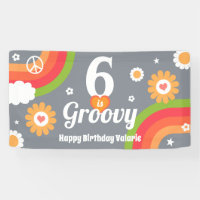 Retro Groovy 6th Birthday  Banner