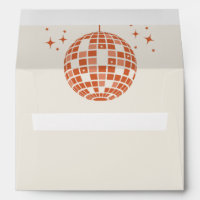Retro Groovy 70s Cute Ivory Orange Disco Wedding