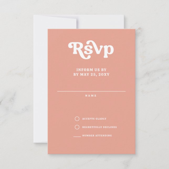 Retro Groovy 70s Cute Pink Blush RSVP Card (Front)