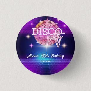 Retro Groovy 70s Disco Ball Birthday Party 1 Inch Round Button