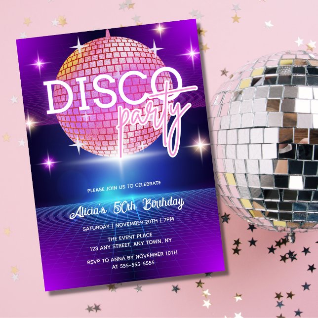Retro Groovy 70s Disco Ball Birthday Party Invitation (Creator Uploaded)