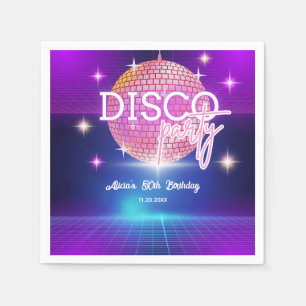 Retro Groovy 70s Disco Ball Birthday Party Napkin