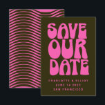Retro Groovy 70s Hot Pink and Dark Green Save The  Date<br><div class="desc">Retro Groovy 70s Hot Pink and Dark Green Save the Date</div>