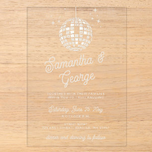 Retro Groovy 70s Ivory Orange Photo Disco Wedding Acrylic Invitations