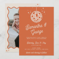 Retro Groovy 70s Ivory Orange Photo Disco Wedding