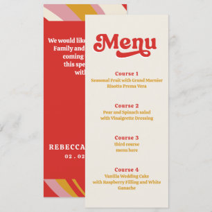 Retro Groovy 70s Ivory Red Wedding Menu