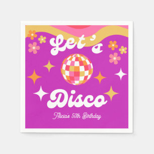 Retro Groovy 70s Let's Disco Birthday Party Napkin