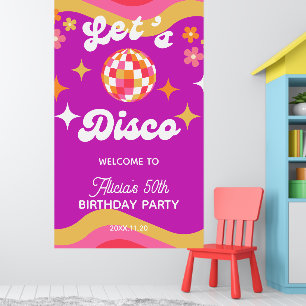 Retro Groovy 70s Let's Disco Birthday Welcome Poster