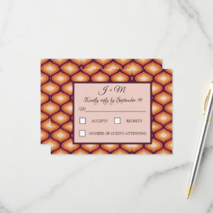 Retro Groovy 70's Orange Wedding  RSVP Card
