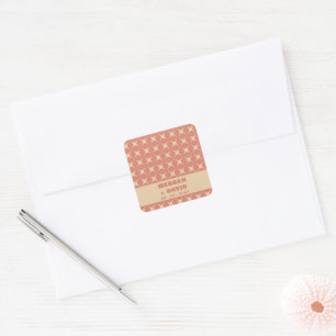 Retro Groovy 70s Pattern Boho Terracotta Wedding Square Sticker