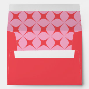 Retro Groovy 70s Pattern Pink Red Wedding Envelope